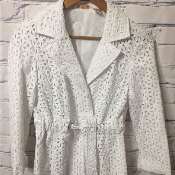 Zoe D white eyelet coat small - Picture 1 of 7